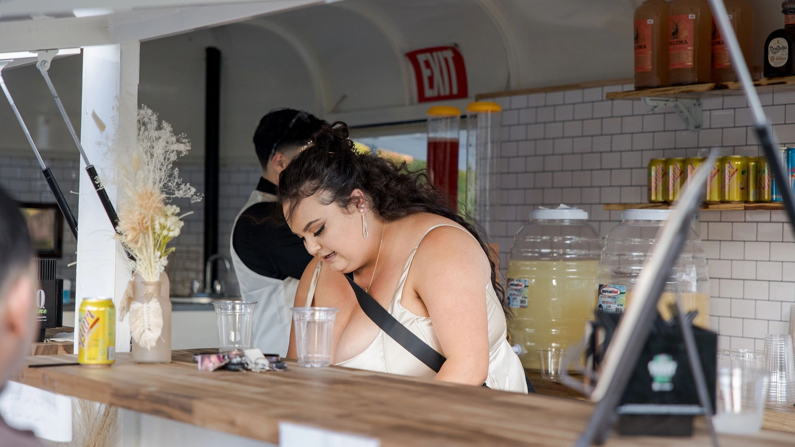 Brookside staff at work behind the bar